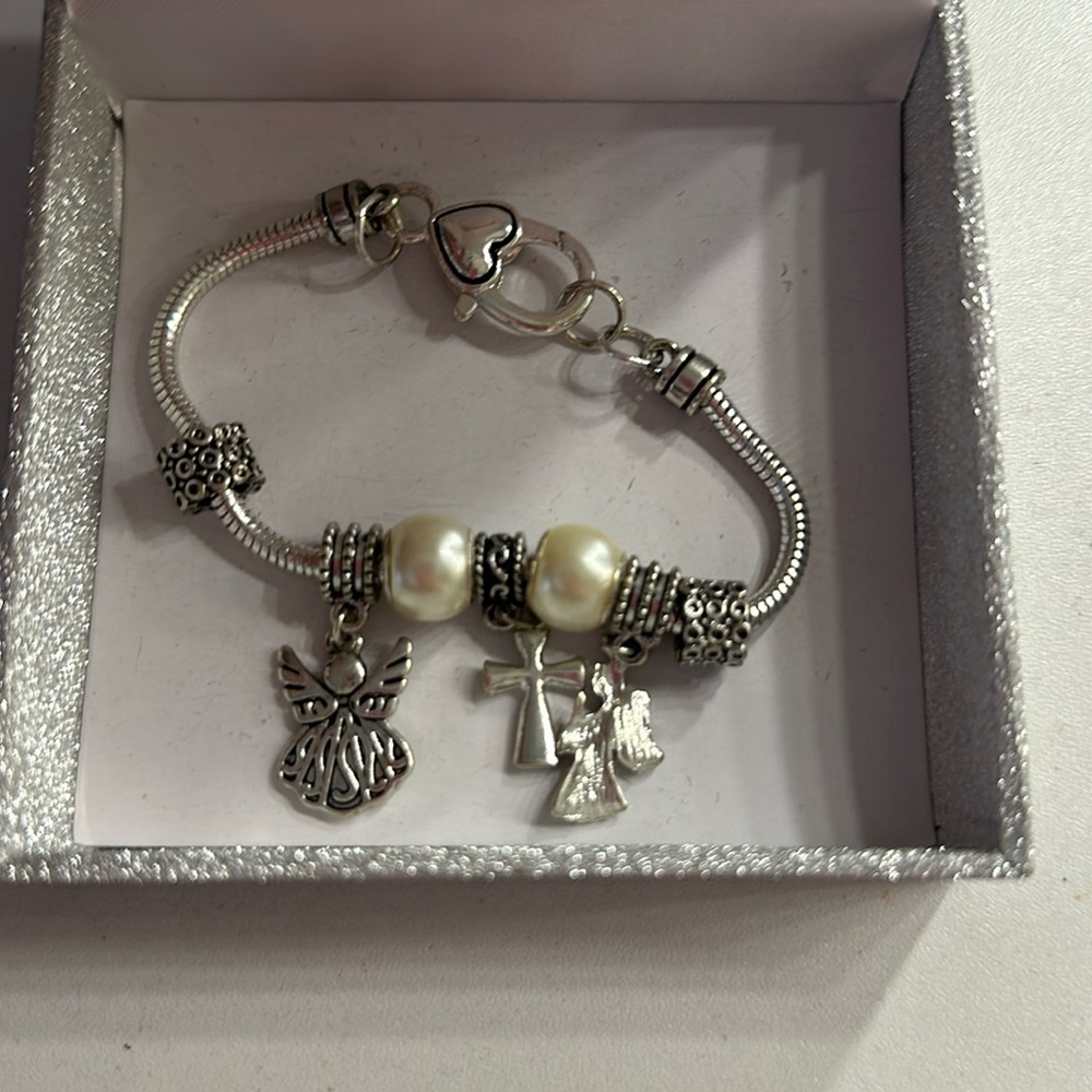 Angel and cross charm bracelet
